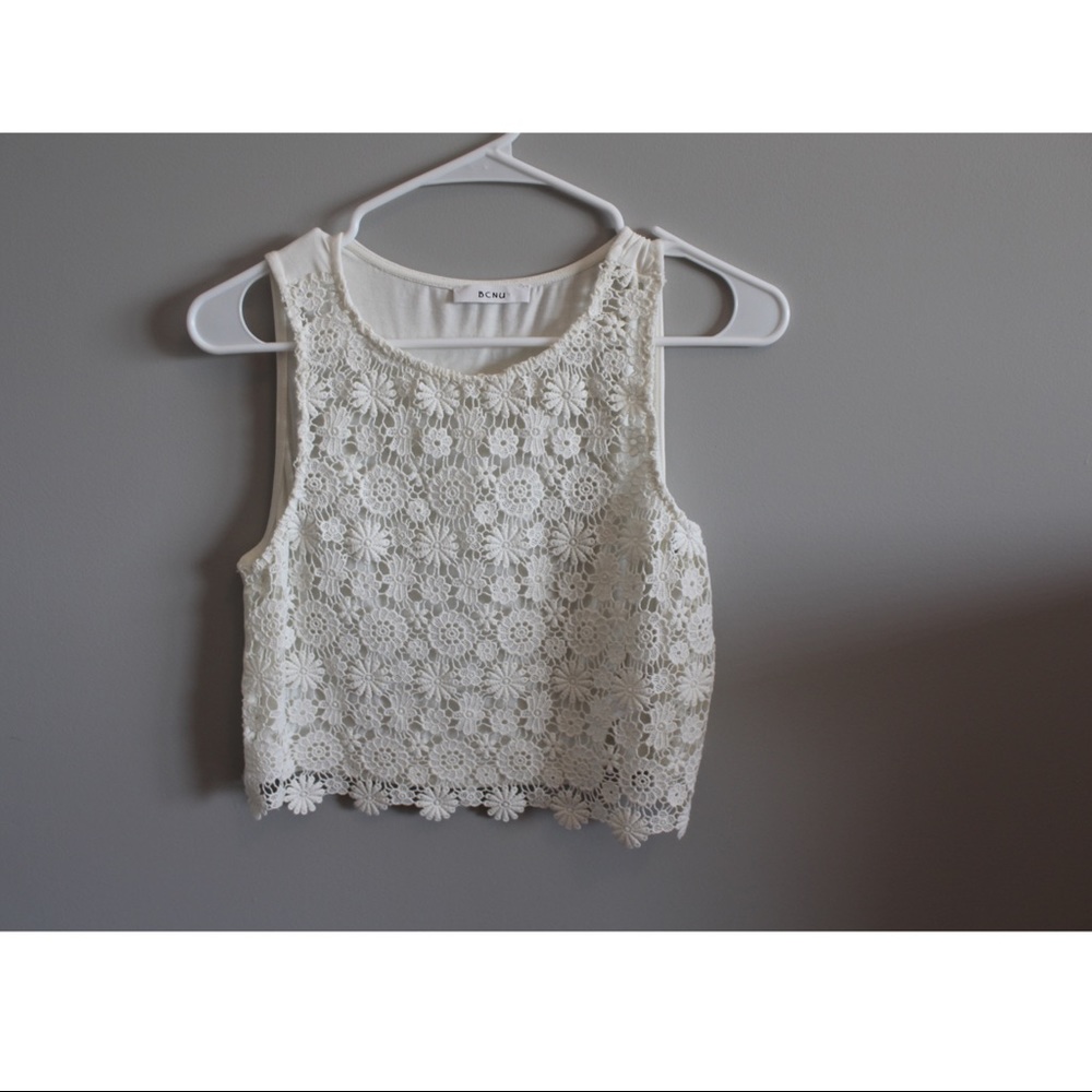 White Floral Crop Top